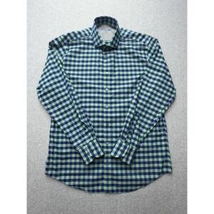 Twillory Shirt Mens‎ 16.5 34-35 Blue Green Gingham Tailored Stretch Button Down